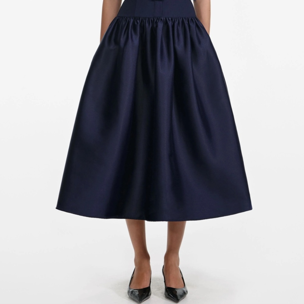 self-portrait Navy Belted Twill Midi Dress 2026 - Size US4 - MSRP $560 - NWT - Picture 9 of 9